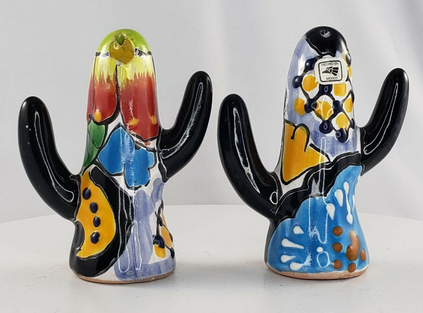 Primary image for Talavera Mexican Pottery Saguaro Cactus Salt And Pepper Shaker Set