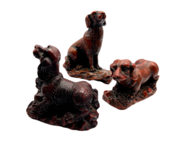 3 Vintage Chinese Cinnabar FENG SHUI Dog Figurines, Red Dogs Collectible - £14.69 GBP