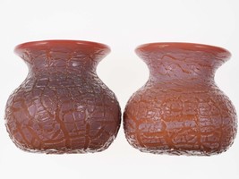 c1890 Bohemian Crackle finish Peachblow art glass vases - £151.91 GBP