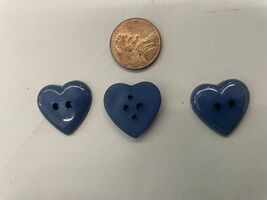 Lot 12  Navy Acrylic Heart flat back 2 Holes Button 20mm - $7.69