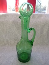 BIOT green bubble glass 8 1/2&quot; w/top pitcher/decanter/carafe signed, bal... - £59.07 GBP