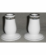 Set (2) FUKAGAWA Porcelain SILVER LICHEN PATTERN #917 Candlesticks JAPAN - $23.75