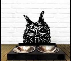 Raised Cat Bowl Modern Metall Raised Cat Stand Cat Feeding Station with 2 Bowls  - $105.00