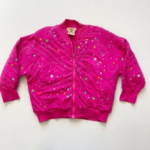 Vintage Gene Ewing Bis Jacket Womens S Pink Quilted Beaded Bling 80s Oversized - £51.42 GBP