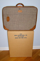 Vintage Wings By Hartmann 23’ Luggage CASE- Heather Tweed Fabric+Belting Leather - £22.61 GBP