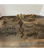 Vintage LOT 23 Cast Iron Brass Door Drawer Hardware Pulls Knobs Latches ... - $54.26 CAD