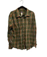PATAGONIA Mens Button Up Shirt Orange Green Brown Plaid Organic Cotton Sz L - £22.30 GBP
