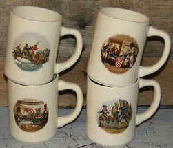 4pc Set Old Americana Coffee Mugs Cups Washington Dunsmore Willard Trumbull USA - £20.00 GBP