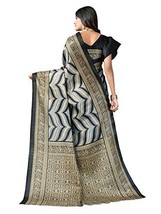 Women&#39;s Printed Poly Silk Saree with Blouse Dress Clothes Sari Pakistani - £16.91 GBP