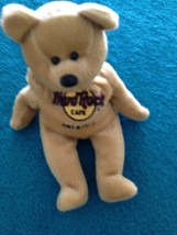 Hard Rock Cafe Teddy Bear Caramel Colored beanie bear 8&quot; - $24.99
