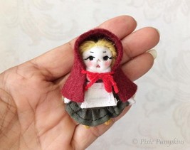 Little Red Riding Hood Doll, Handmade Cloth Doll, Tiny Red Riding Hood R... - £23.59 GBP