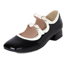 New Women Flat Shoes Square Toe 3cm Patent Leather Buckle Concise Classic Vintag - £43.57 GBP