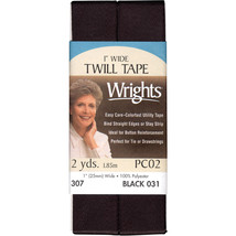 Wrights Twill Tape 1&quot;X2yd-Black - £10.18 GBP