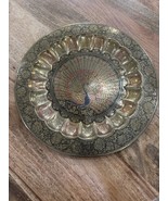 Vintage Brass Painted Peacock Etched Wall Plate 13” - $24.70