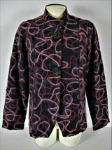 Laura Ashley Womens Medium L/S Black Red Purple Embroidered Lined Jacket (B)P - £22.02 GBP