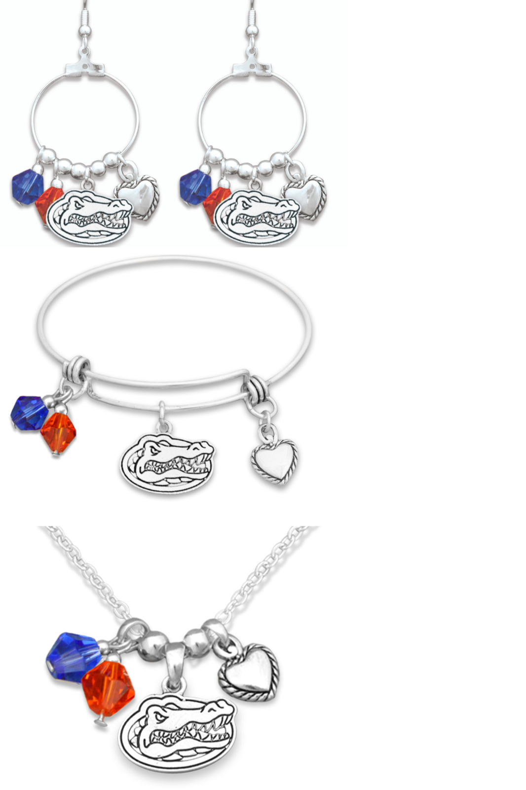 Florida Gators Haute Wire 3 Piece Necklace, Bracelet and Earrings Set