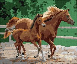 Pepita Needlepoint Canvas: mare and foal, 12&quot; x 10&quot; - £69.11 GBP+