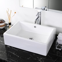 Bathroom Porcelain Ceramic Vessel Sink Vanity Basin Overflow Pop Up Drain White - £129.78 GBP