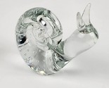 Vintage Art Glass Clear Snail Paperweight Controlled Bubbles Unmarked 4&quot;... - $23.75