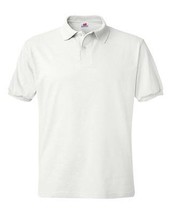 Hanes Mens 4X-L EcoSmart Jersey Polo White Cotton Blend Short Sleeve Tag Free - $9.89