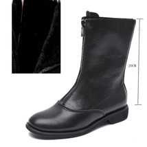 Women&#39;s Autumn Boots Genuine Leather New Trend Front Zipper Ladies Shoes Boots L - £76.25 GBP