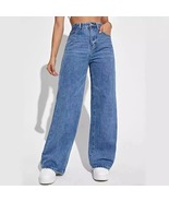 Fashion retro blue jeans women y2k High street baggy straight pants High... - $32.99