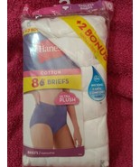 New Women&#39;s White Cotton Tagless Briefs Hanes 8 pack Size 10 - £10.18 GBP