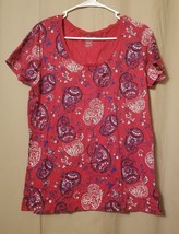 Faded Glory - Red White Blue Paisley Short Sleeve T-Shirt Size L     DC18 - £4.80 GBP