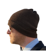 Slouch Beanie Dark Brown Unisex Hat Knit in 100% Fair Trade Alpaca Wool - $44.54