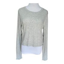 Madewell Fine Rib Crewneck Long Sleeve Tee T-shirt Heathered Gray Size X... - $11.71