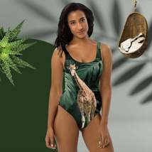 Tall Giraffe Surrounded by Greenery One-Piece Swimsuit up to 2XL - $38.95