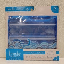 Krumbs Kitchen Designer 6 Blue Reusable Food Storage Bags - New! - $202.53 MXN