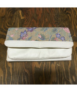Vintage ladies large wallet vinyl cloth combination with check book holder  - $21.73