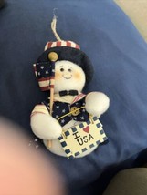 Patriotic Snowman I Love USA 5” Plush Stuffed Animal Christmas Ornament - £6.19 GBP