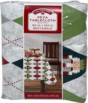 HolidayTime Vinyl Tablecloth Nutcracker Argyle 60 x 102 inch Rectangular - £13.39 GBP