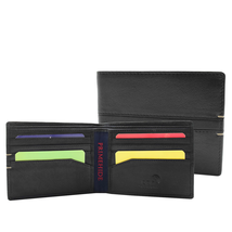 DR442 Men&#39;s Leather Wallet Slim Bifold Rfid Safe Credit Card Black - £28.85 GBP