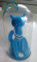 Vintage Blue Cat Perfume Holder w/Dome Cover Made In Hong Kong Max Factor - $11.29