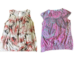 Liz Claiborne Womens Tops Petite Small Cotton Lot Of 2 Floral Paisley Print - $23.75