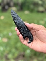 Handmade Black Obsidian Athame Arrowhead – Crystal Dagger for Healing &amp; ... - $14.84+