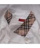 Burberry Women&#39;s White Long Sleeve Check Collar Blouse Shirt size M Medium - $203.07 CAD