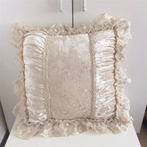 Velvet Fabric Embrodiery Floral Lace Throw Pillow Covers Sofa Cushion Covers  - £25.56 GBP