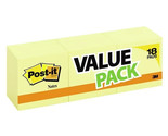 Post It Notes 3In X 3In Canary 18 Pads - $18.99