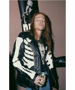 Men&#39;s Motorcycle  Rose Guns N Roses Skeleton Black Leather Jacket - $149.99+