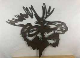 Large Moose Head Metal Wall Art - Log Cabin Lodge Wildlife Decor - Moose Figure - £37.41 GBP