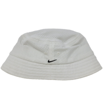 Vintage Nike White Bucket Hat Size M/L Small Center Swoosh 1990&#39;s - £21.95 GBP