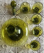 Vintage ~ Green Glass ~ Seven Piece (7) Sake Set ~ Decanter w/Solid Stopper - £58.76 GBP