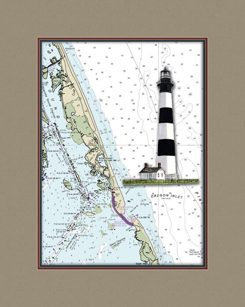 Primary image for Bodie Island, NC Lighthouse  and Nautical Chart High Quality Canvas Print