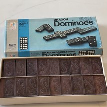 MB Halsam Double Nine Dragon Dominoes - 4132 55 Wood Pieces 100% Complete 1970 - £10.25 GBP