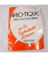 New Vintage Afro-Tique thigh high Stockings jet black one size nylon pan... - $93.00 MXN