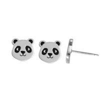 925 Sterling Silver Panda Bear Stud Earrings - £48.16 GBP